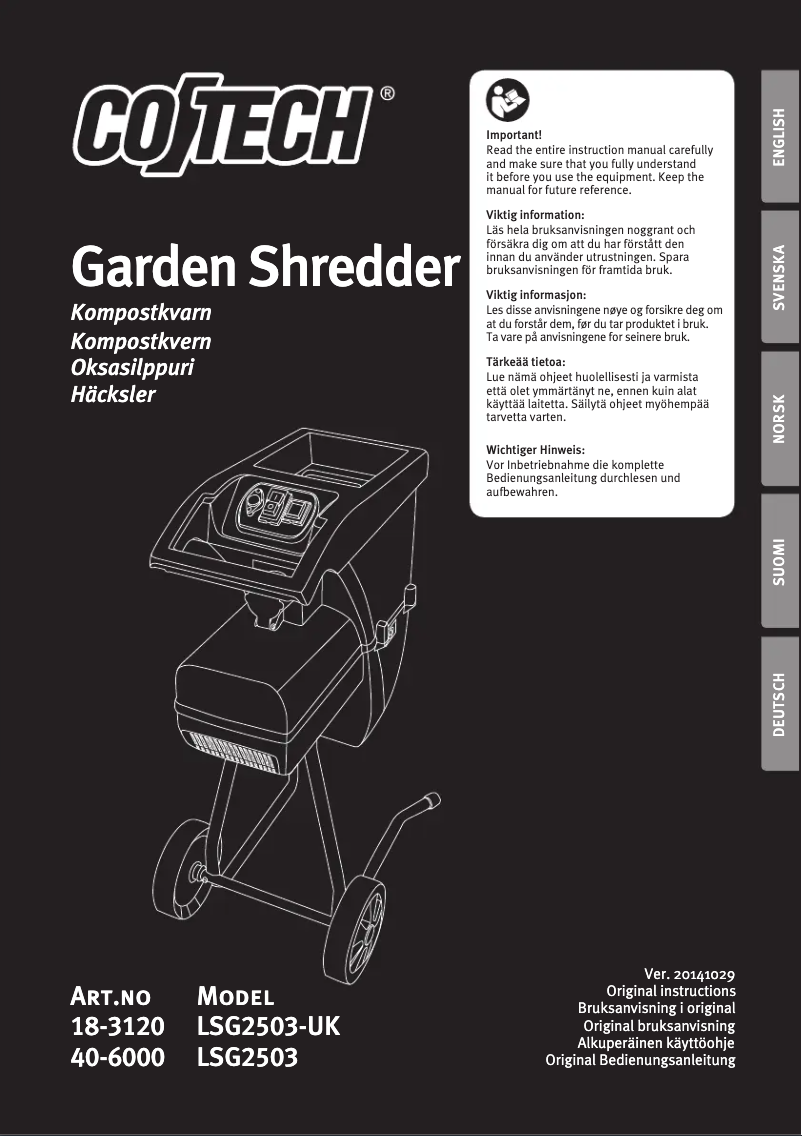Page 1 de la notice Manuel utilisateur Cotech LSG2503