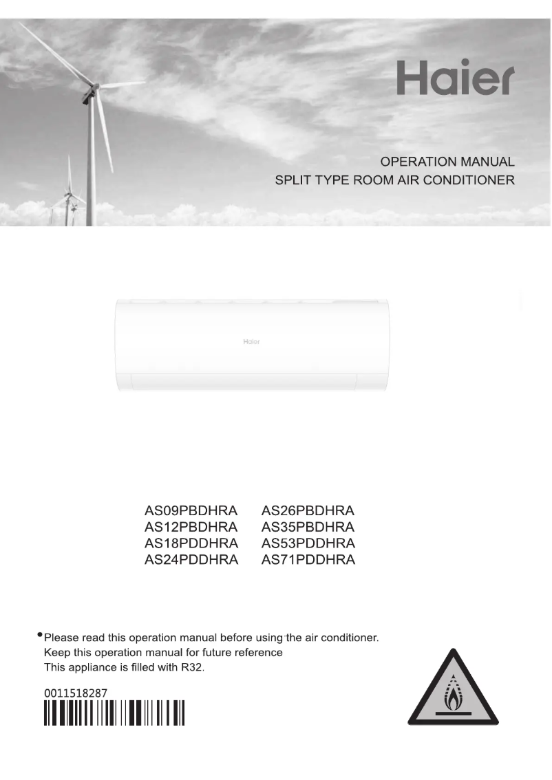 Page n°1 - Manuel utilisateur Haier AS26PBDHRA