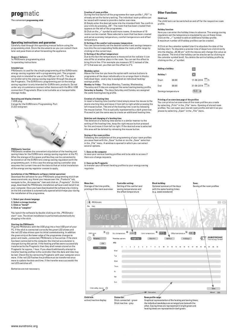 Page n°1 - Manuel utilisateur Eurotronic PROGmatic