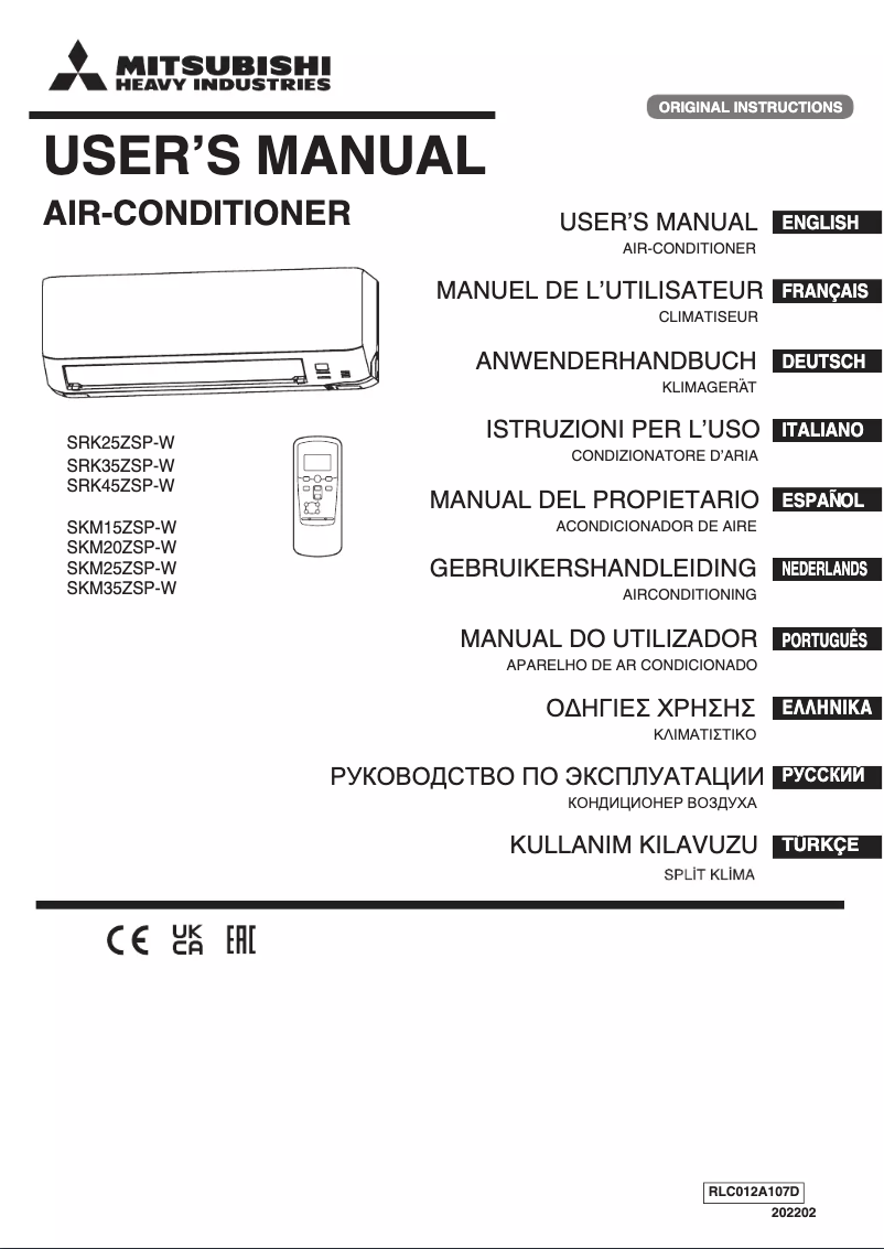Page 1 de la notice Manuel utilisateur Mitsubishi SKM25ZSP-W