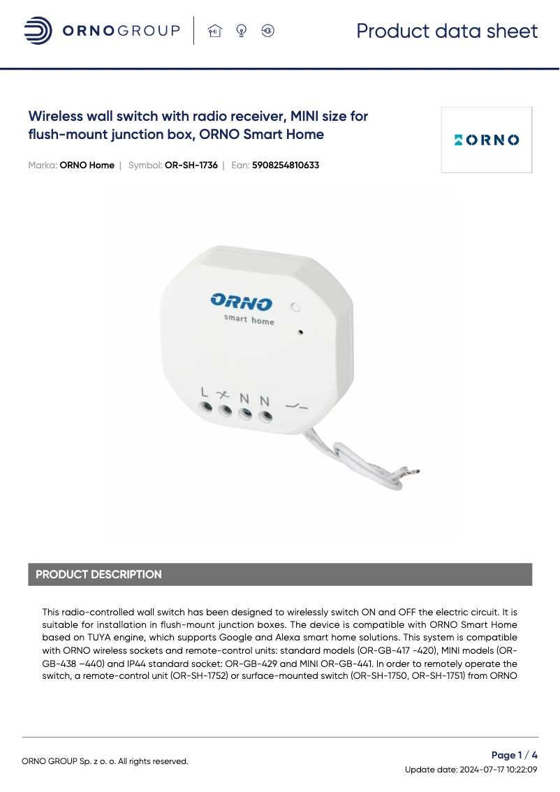 Image de la première page du manuel de l'appareil OR-SH-1736