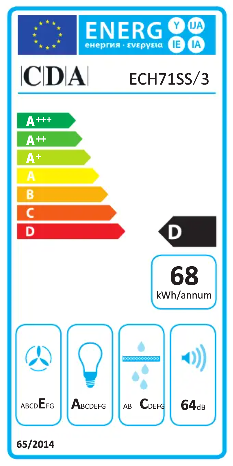 Page n°1 - Label énergétique CDA ECH71BL