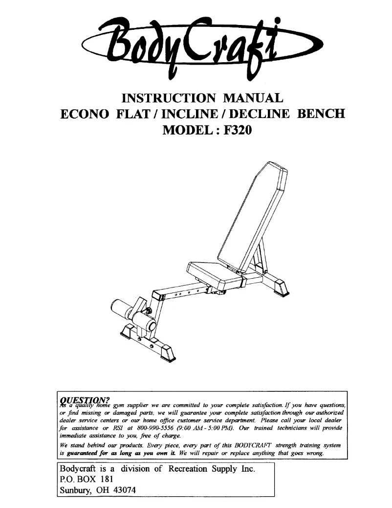 Page 1 de la notice Manuel utilisateur BodyCraft F320