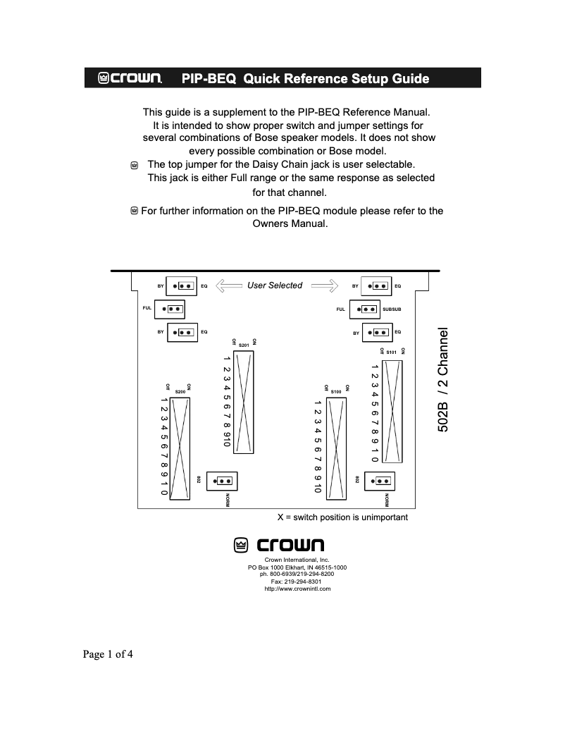 Image de la première page du manuel de l'appareil P.I.P.-BEQX