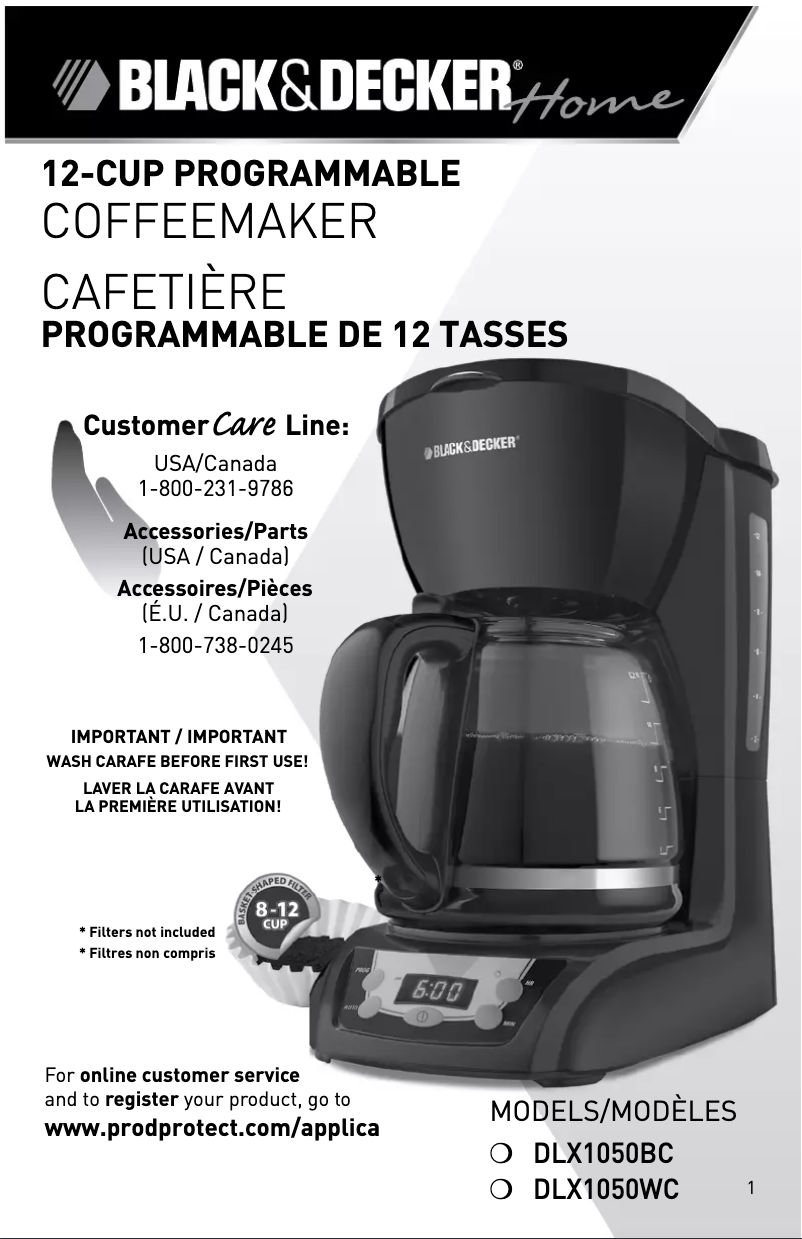 Page 1 de la notice Manuel utilisateur Applica BD 12c Coffeemaker
