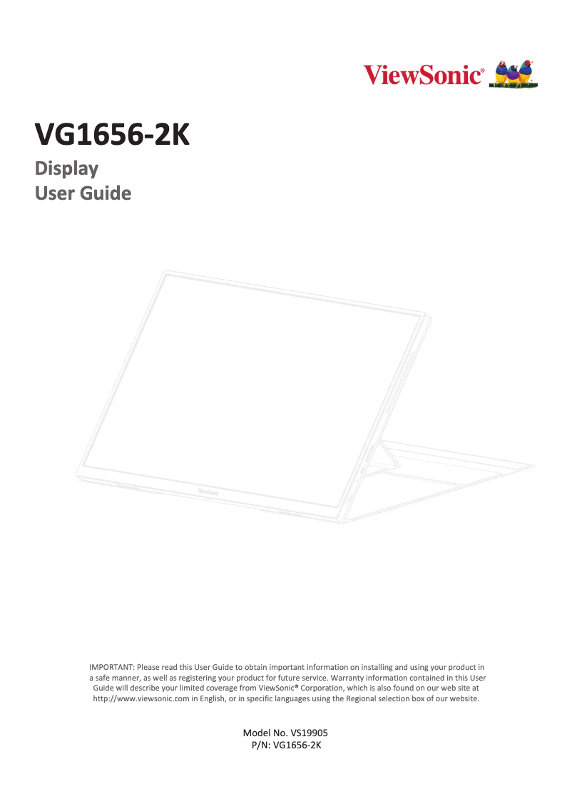 Page n°1 - Manuel utilisateur Viewsonic VG1656-2K