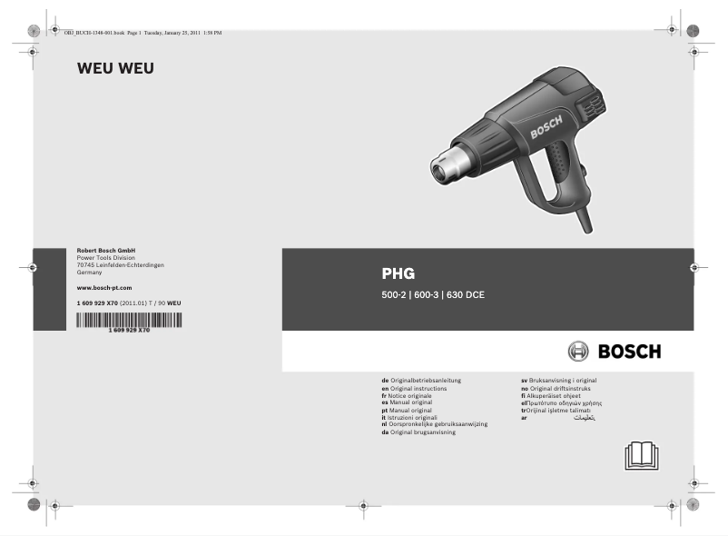 Page n°1 - Manuel utilisateur Bosch PHG 630 DCE