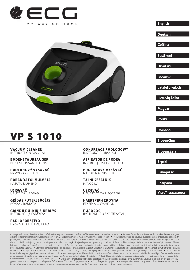 Image de la première page du manuel de l'appareil VP S1010