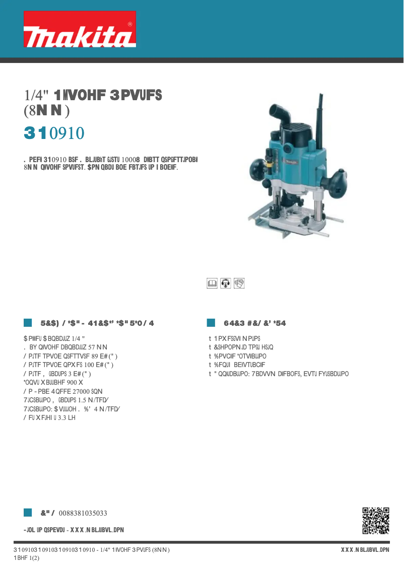 Page n°1 - Fiche technique Makita RP0910