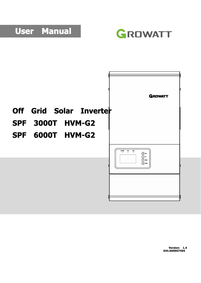 Page 1 de la notice Manuel utilisateur Growatt SPF3000-6000T-HVM-G2