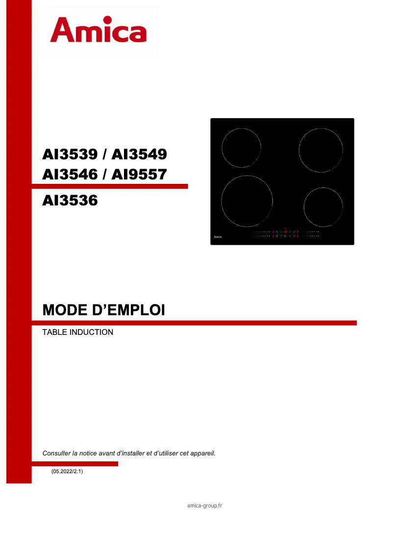 Page n°1 - Manuel utilisateur Amica AI3536