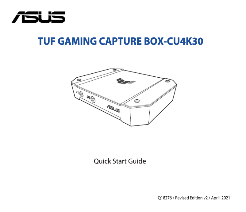 Page 1 de la notice Manuel utilisateur Asus TUF Gaming Capture Box-CU4K30