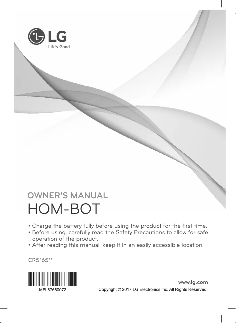 Page n°1 - Manuel utilisateur LG HOM-BOT CR5765GD