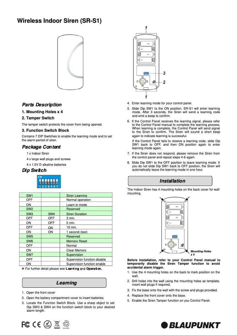 Image de la première page du manuel de l'appareil SR-S1