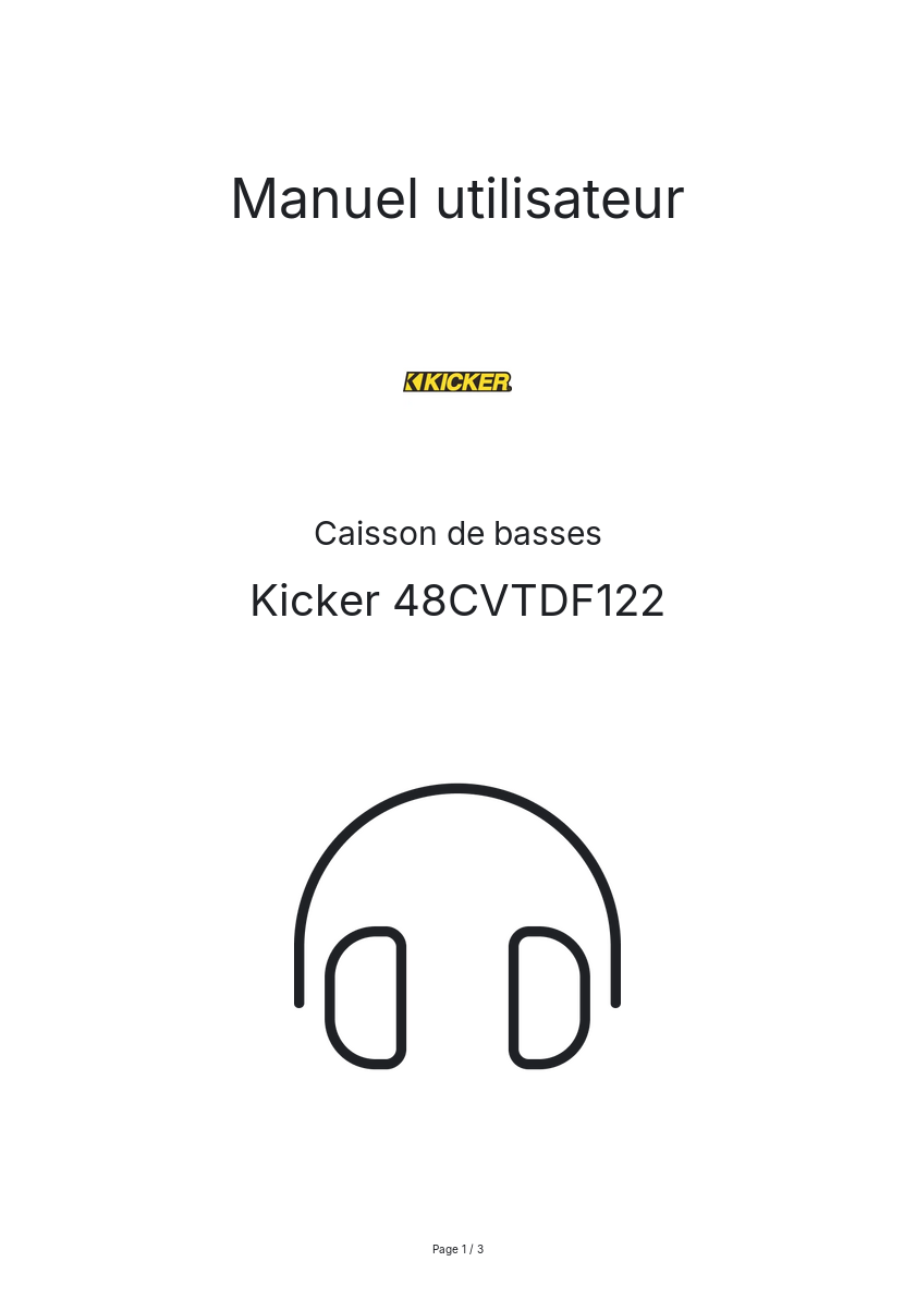 Page n°1 - Manuel utilisateur Kicker 48CVTDF122