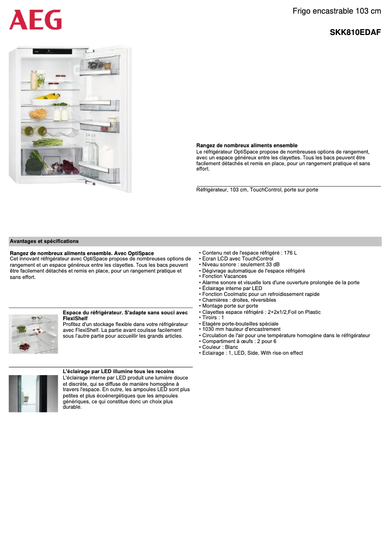 Page n°1 - Fiche technique AEG SKK810EDAF