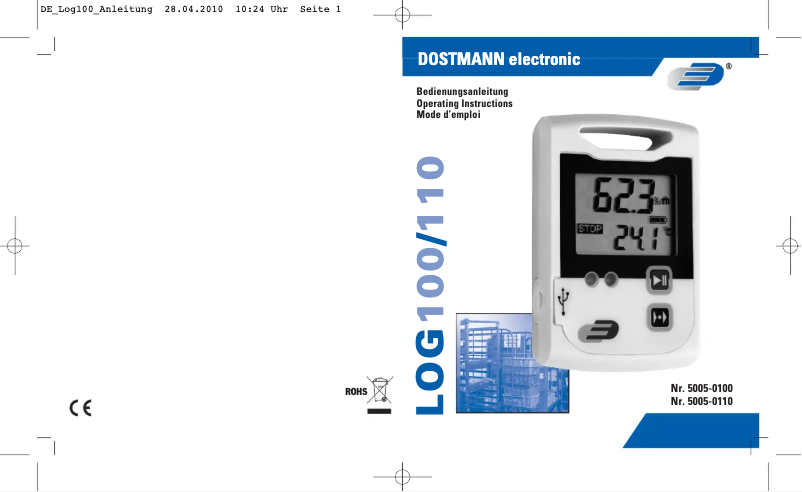 Page 1 de la notice Manuel utilisateur Dostmann Electronic LOG110
