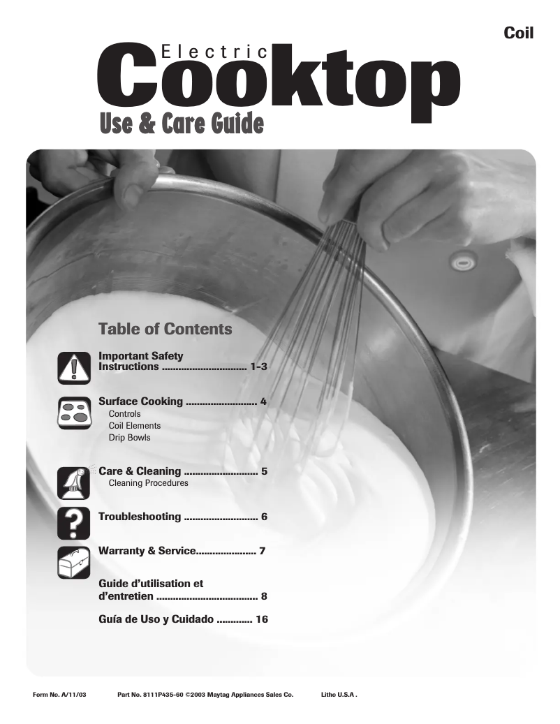 Page 1 de la notice Manuel utilisateur Whirlpool CEC1536AAB