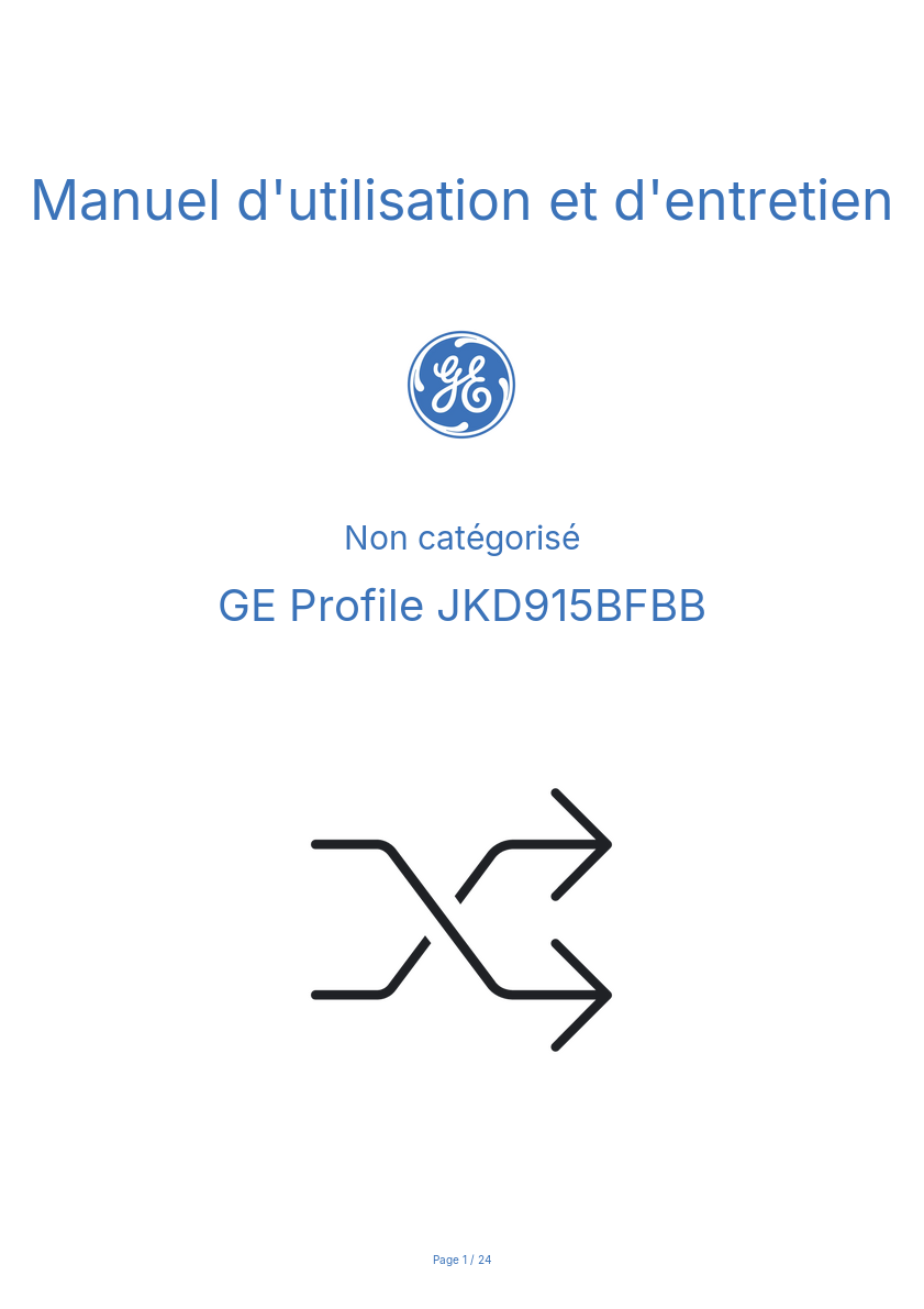 Image de la première page du manuel de l'appareil Profile JKD915BFBB
