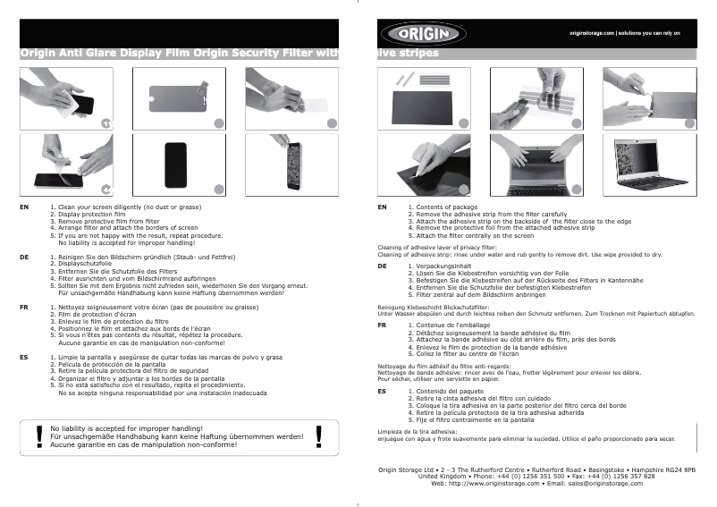 Page n°1 - Manuel utilisateur Origin Storage OSFDT2WPI24WL