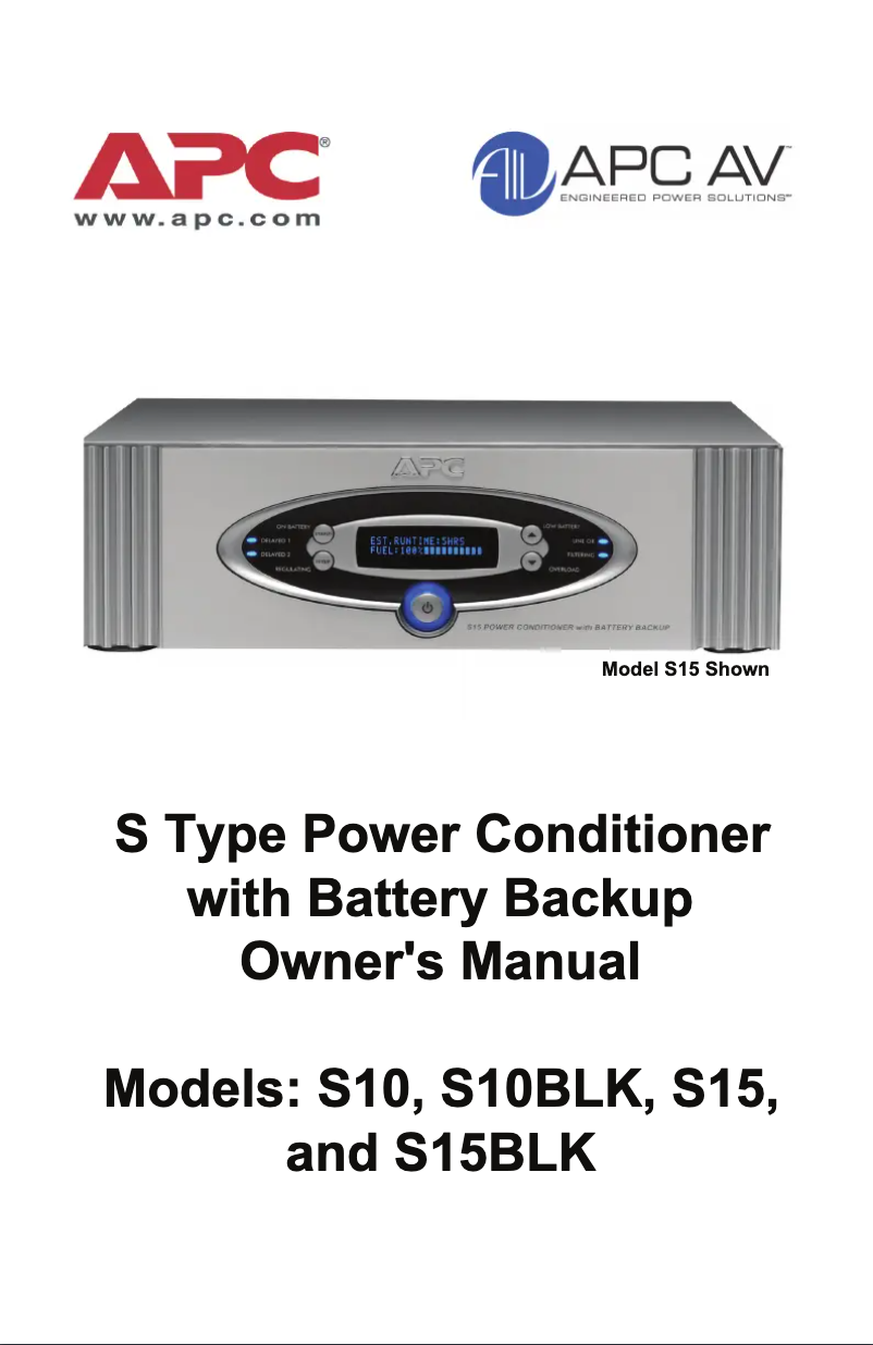 Página 1 del manual Manual de usuario APC S15BLK