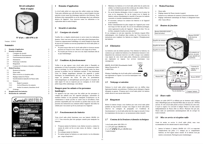 Page n°1 - Manuel utilisateur Ascot AB3-FWA-18