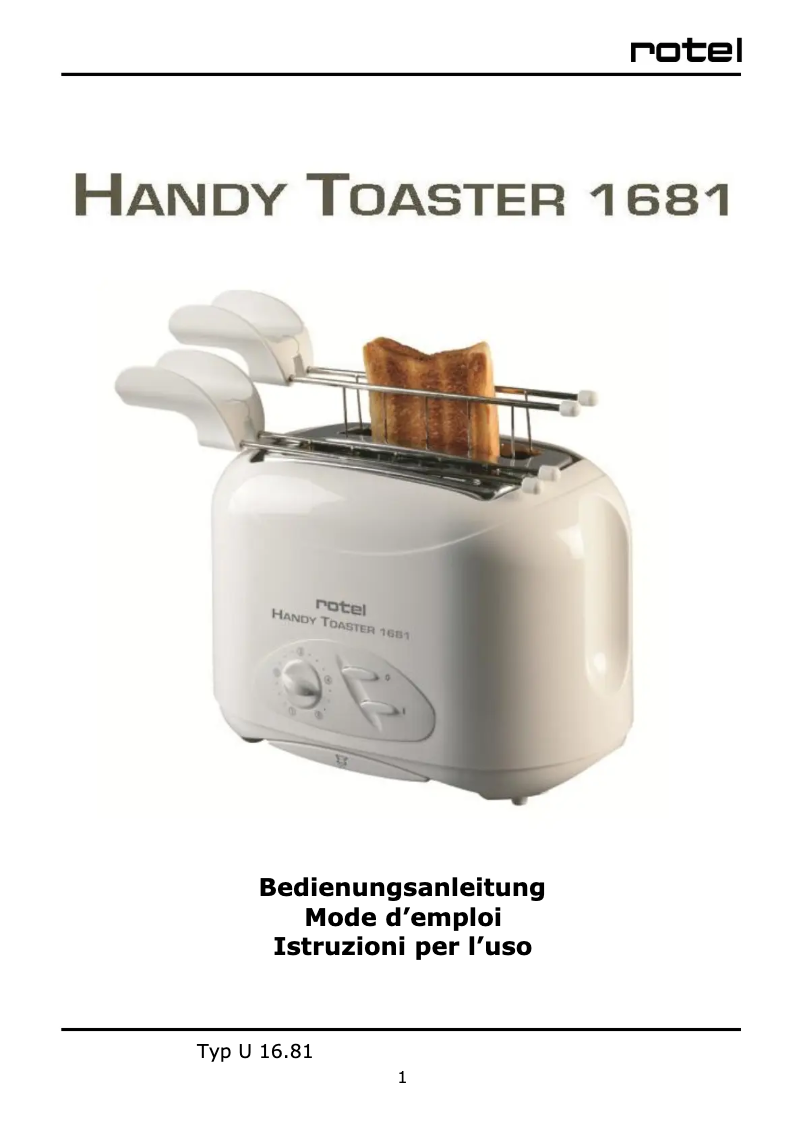 Page n°1 - Manuel utilisateur Rotel Handy Toaster 1681