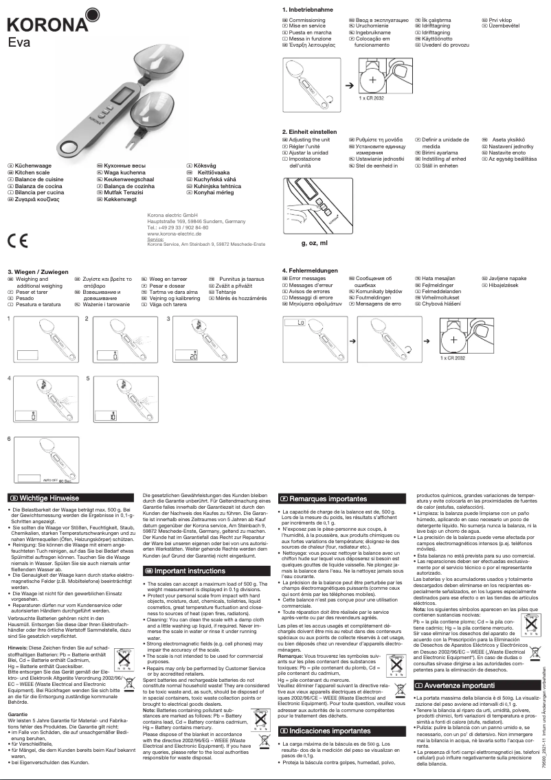 Image de la première page du manuel de l'appareil Eva 79500