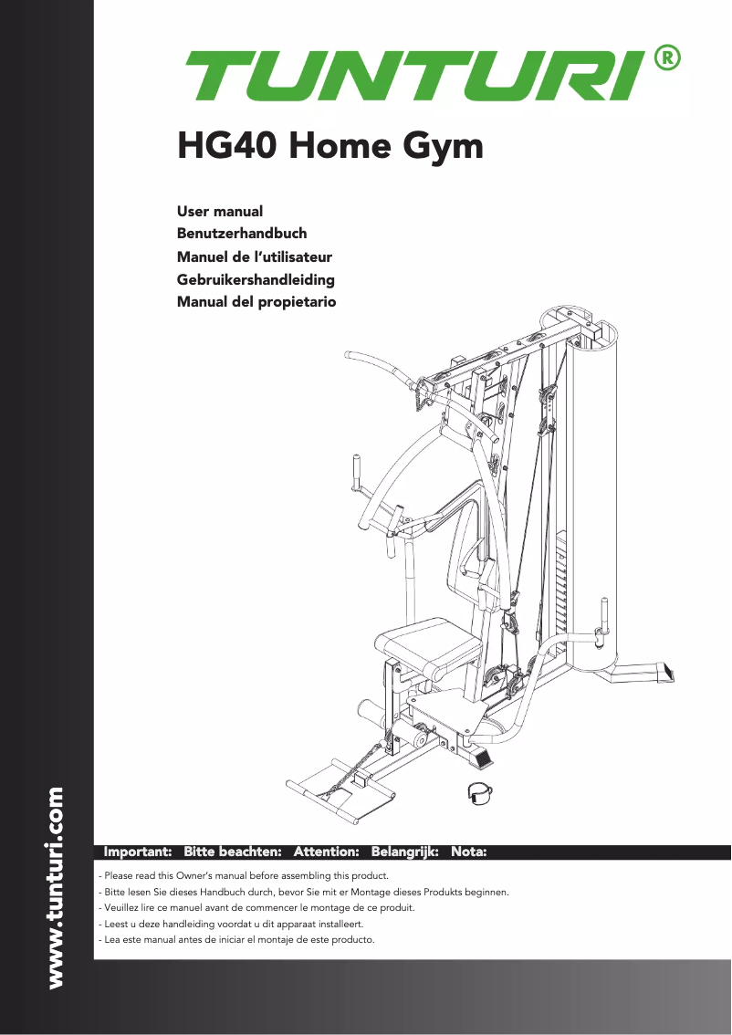 Image de la première page du manuel de l'appareil Home Gym HG40
