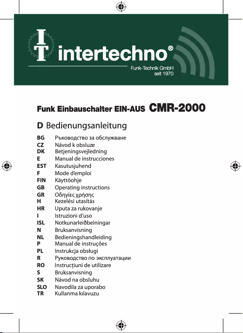 Page n°1 - Manuel utilisateur Intertechno CMR-2000