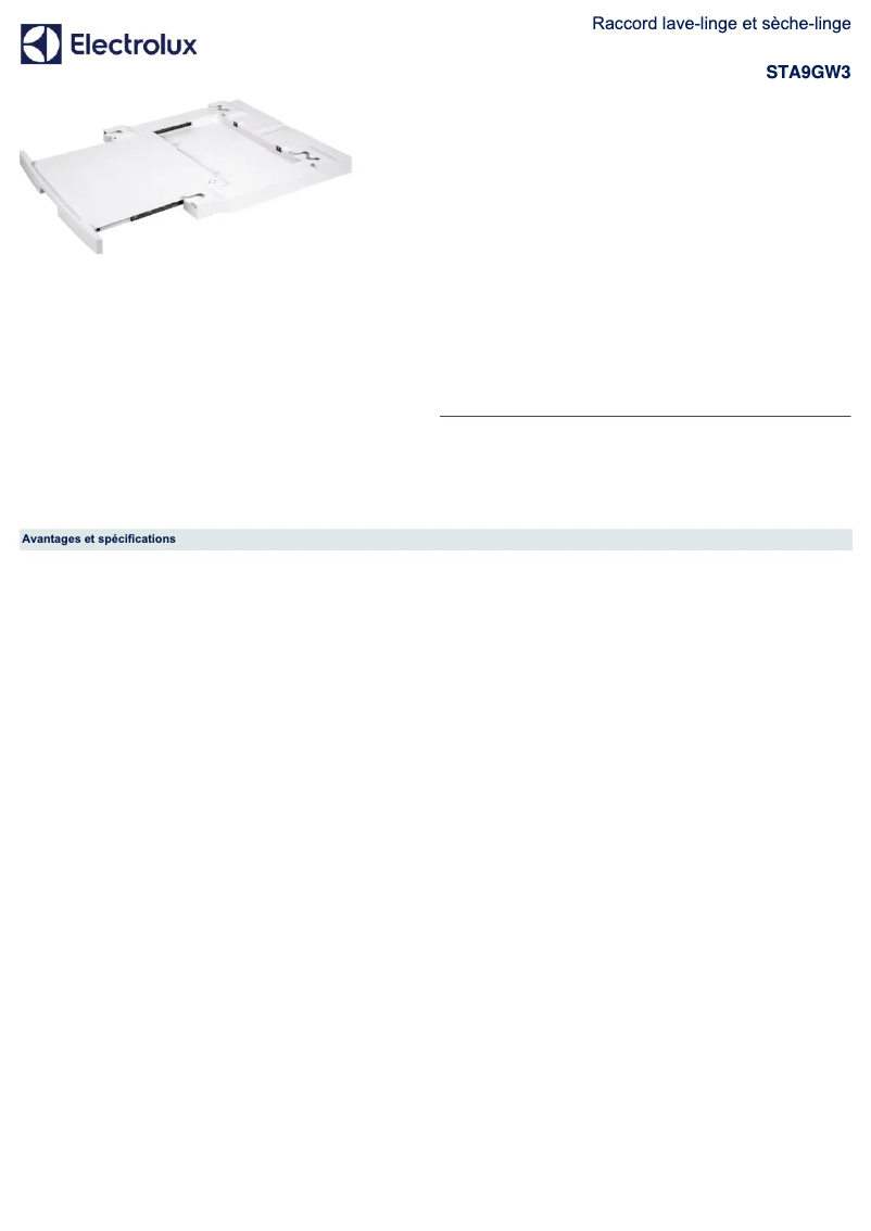 Page n°1 - Fiche technique AEG STA9GW3