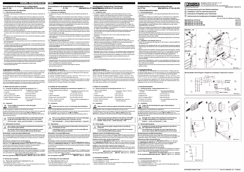 Page n°1 - Manuel utilisateur Phoenix Contact MINI MCR-SL-PT100-UI-NC