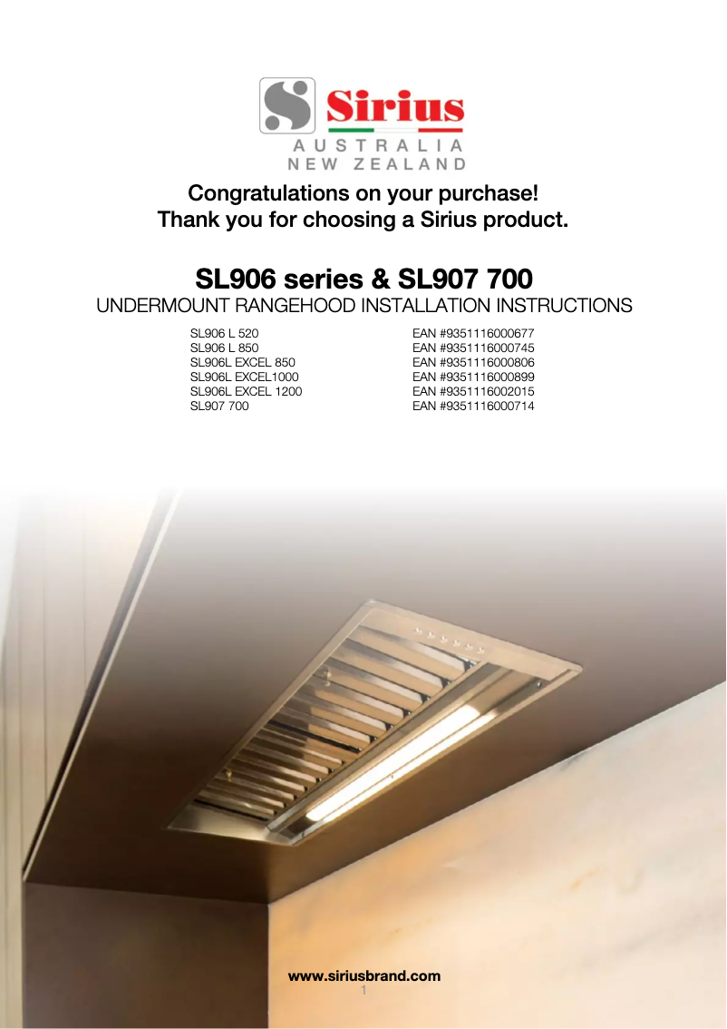 Page 1 de la notice Manuel utilisateur Sirius SL906L Excel 1200