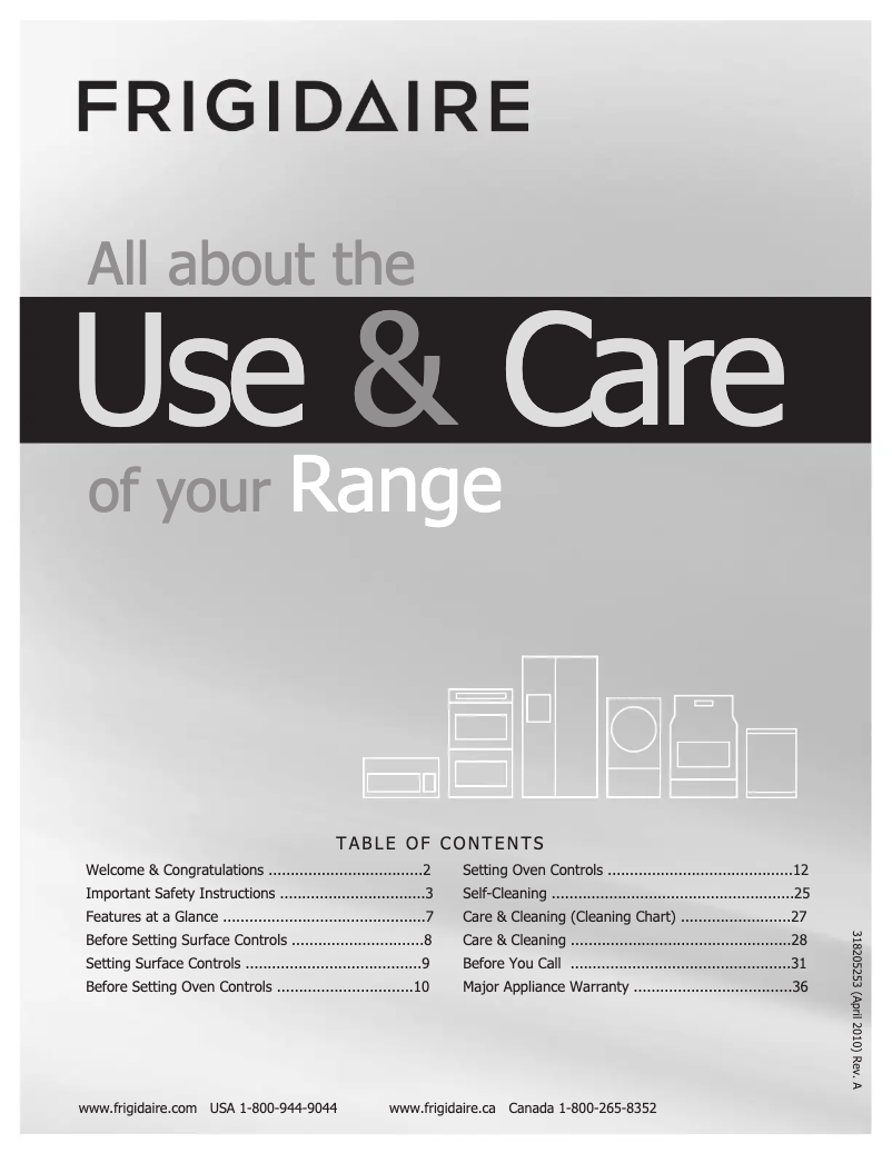 Page n°1 - Manuel utilisateur Frigidaire FGGF304DLF