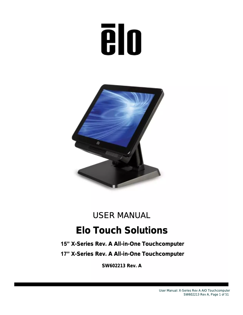 Page 1 de la notice Manuel utilisateur Elo X7-17
