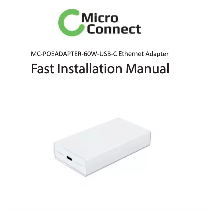 Image de la première page du manuel de l'appareil MC-POEADAPTER-60W-USB-C