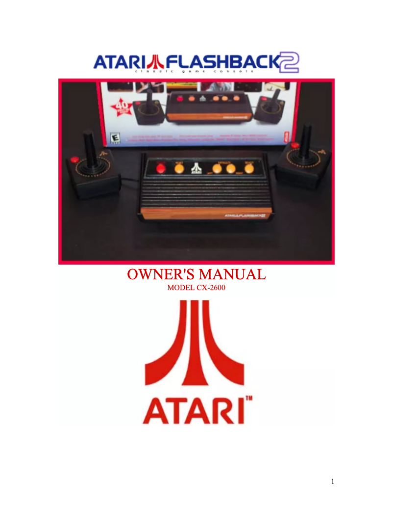 Página 1 del manual Manual de usuario Atari Flashback 2 CX-2600