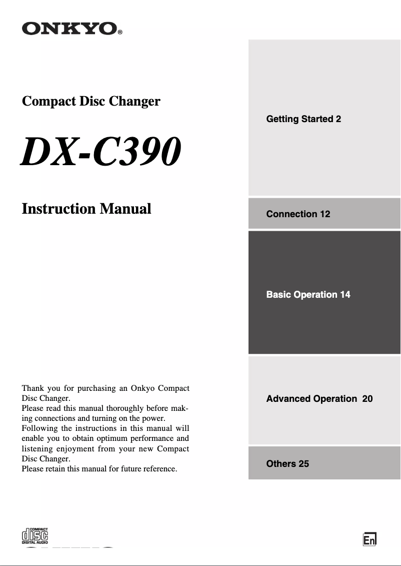 Page n°1 - Manuel utilisateur Onkyo DXC390B