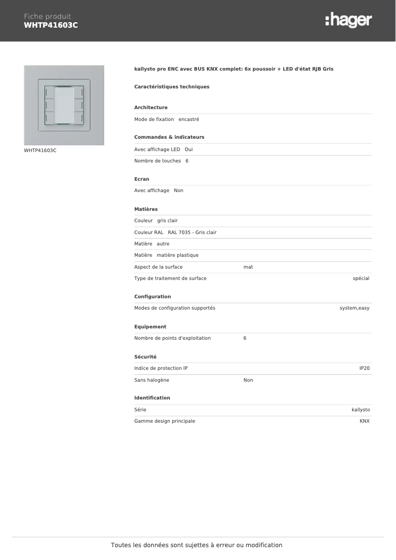 Image de la première page du manuel de l'appareil WHTP41603C