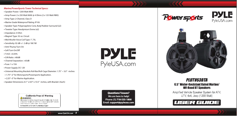 Page n°1 - Manuel utilisateur Pyle PLUTV63BTA