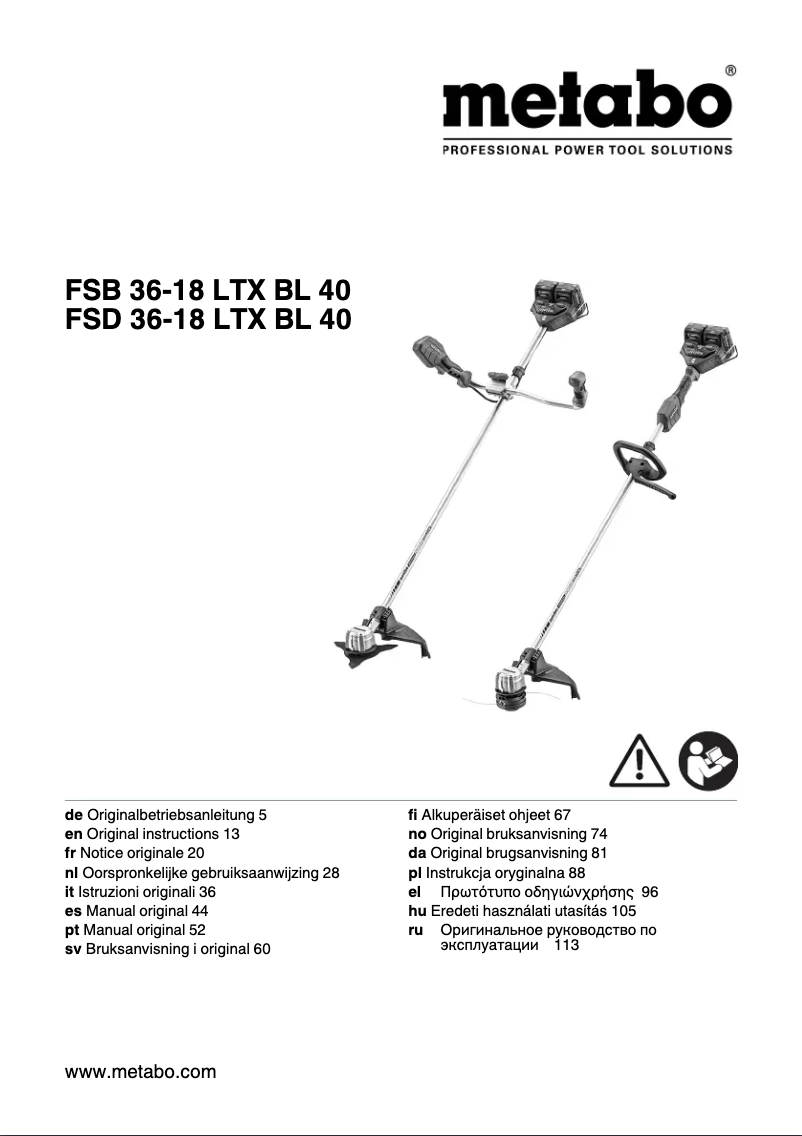 Page n°1 - Manuel utilisateur Metabo FSD 36-18 LTX BL 40