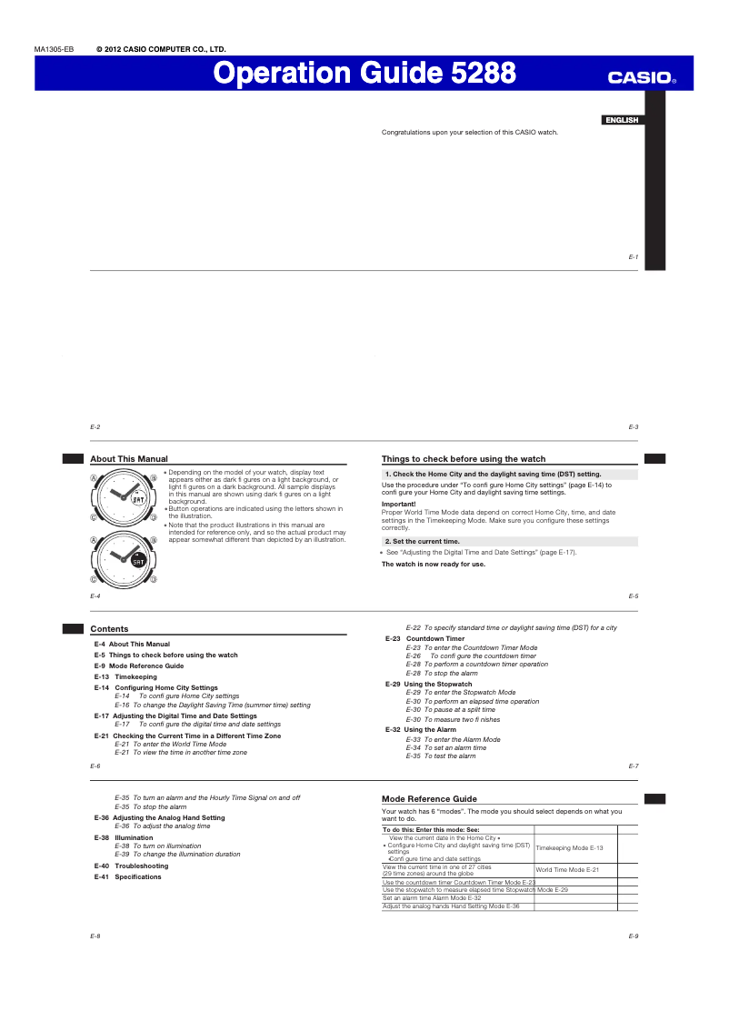 Image de la première page du manuel de l'appareil 5288