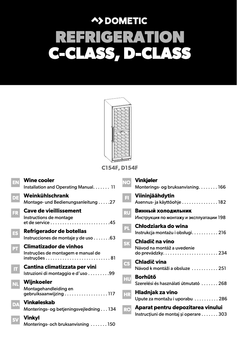 Page 1 de la notice Manuel utilisateur Dometic C154F