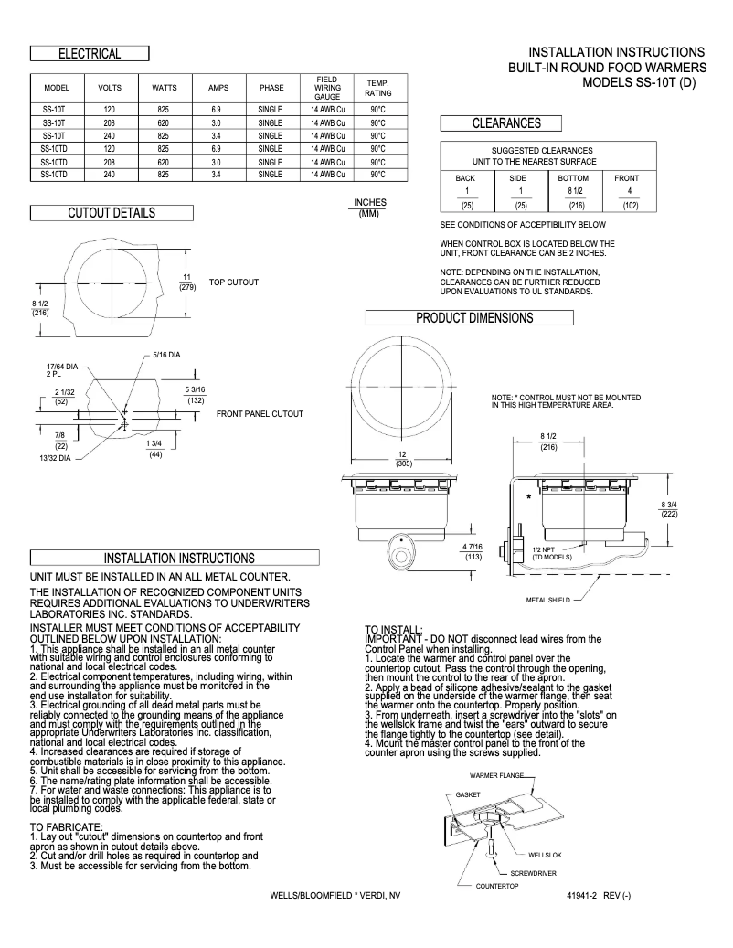 Página 1 del manual Manual de usuario Wells SS10TDU