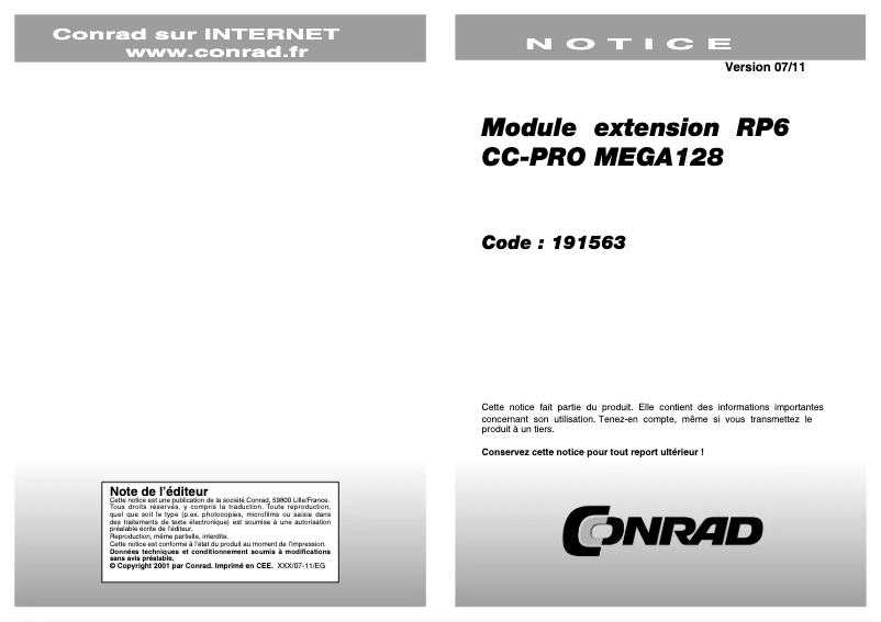 Image de la première page du manuel de l'appareil RP6-CC128