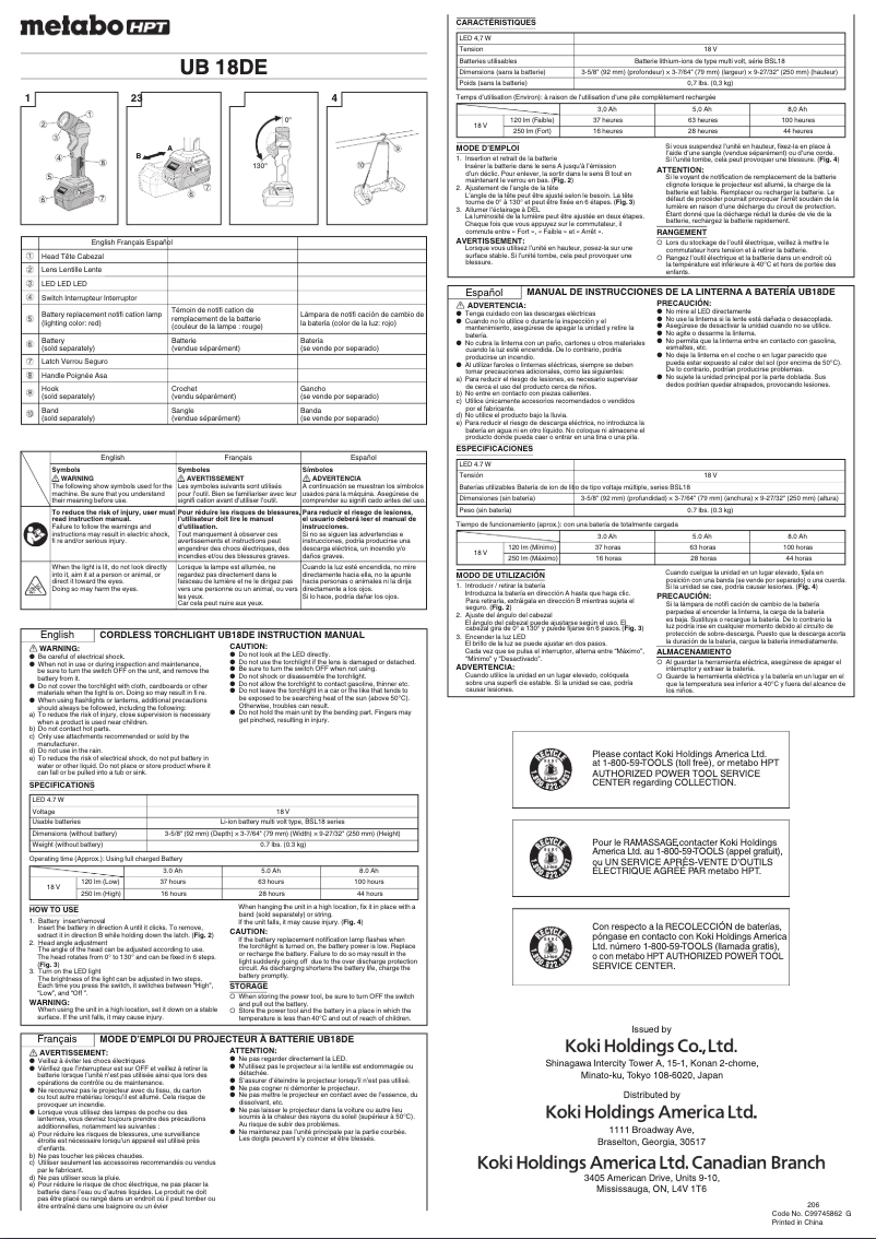 Image de la première page du manuel de l'appareil UB18DE