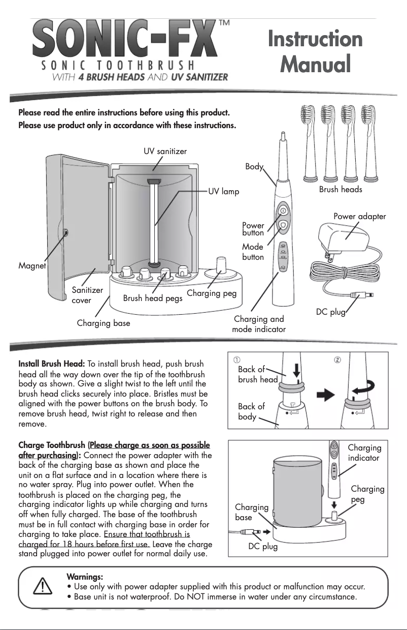 Page n°1 - Manuel utilisateur Sonic-FX Electric