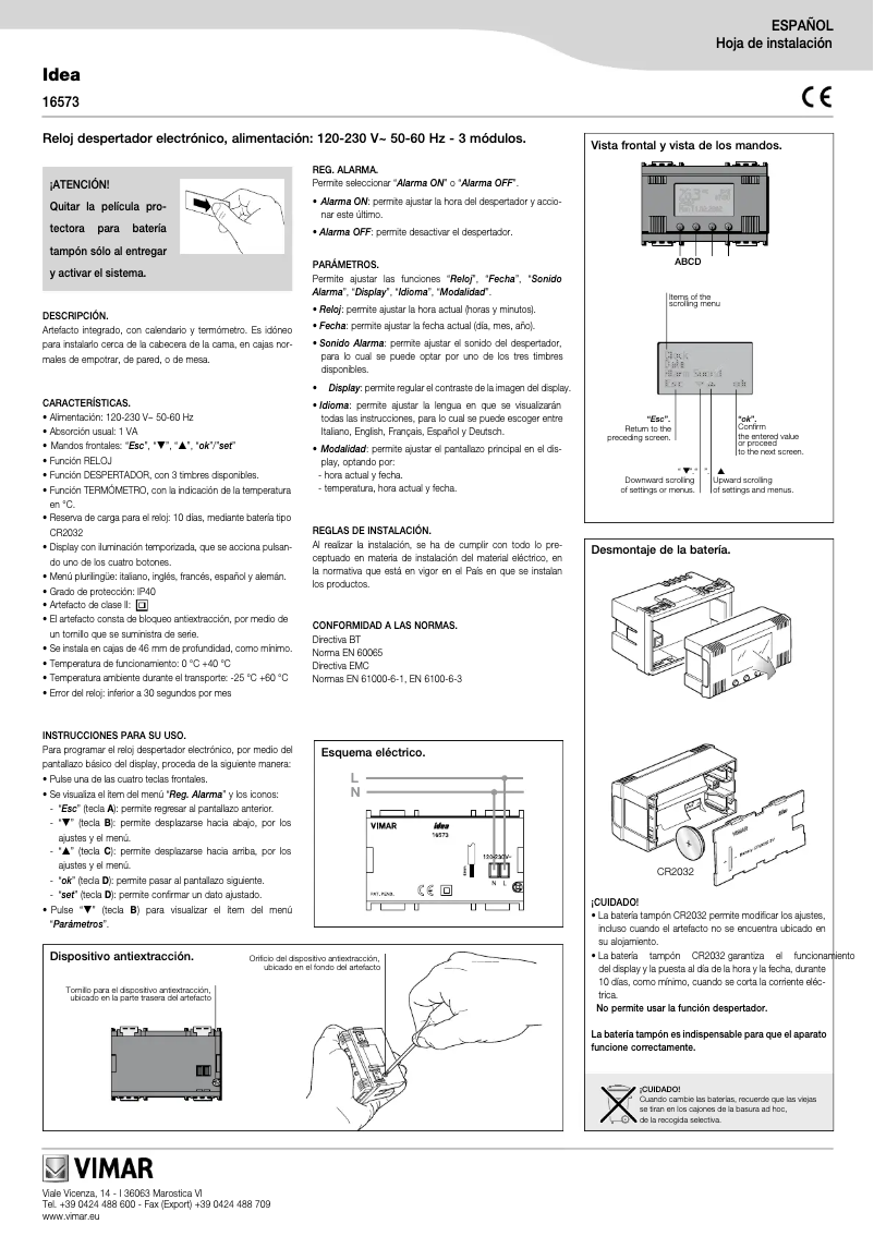 Page 1 de la notice Manuel utilisateur Vimar 16573