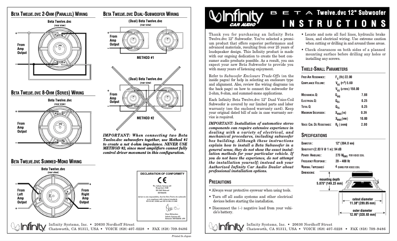 Image de la première page du manuel de l'appareil Beta 12DVC