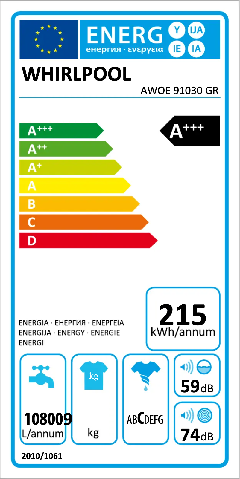 Page 1 de la notice Manuel utilisateur Whirlpool AWOE 91030 GR